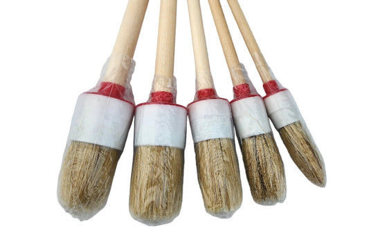 Wood Handle Boar's Hair Detail Brushes (5 Pack)