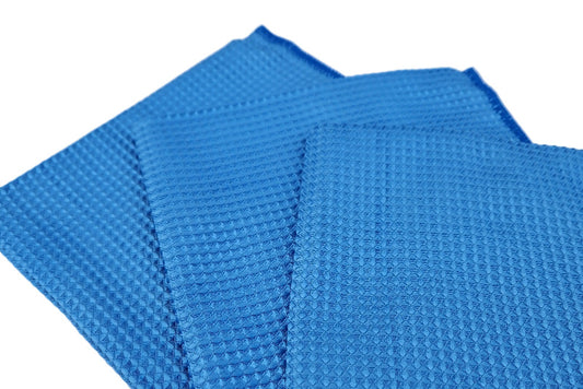 Glass Towel Waffle Weave Blue 16" x 16"/40cm x 40cm 3/pkg